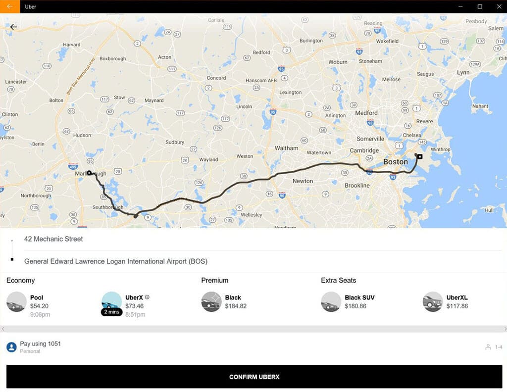 Uber PWA example on desktop
