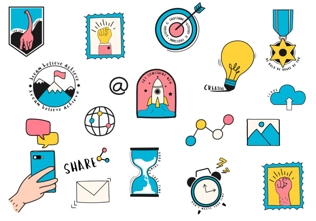 UI trends icons hand-drawn