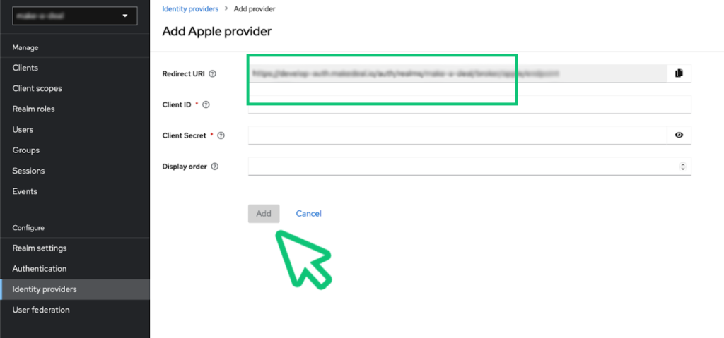 The Keycloack Admin Console