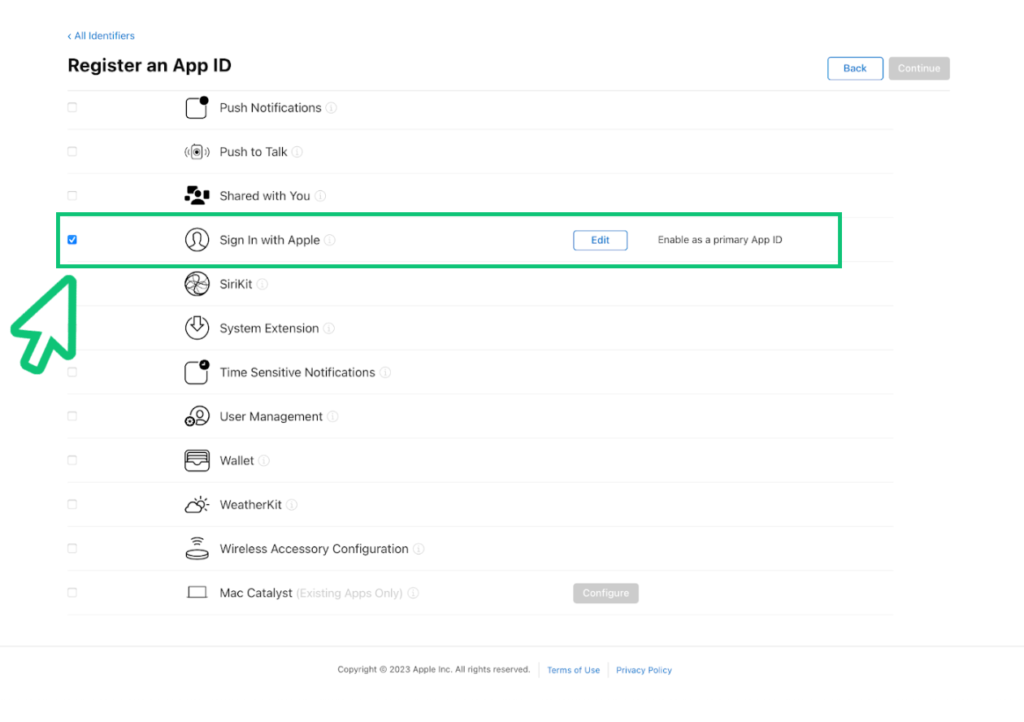  Sign In with Apple: A checkmark 