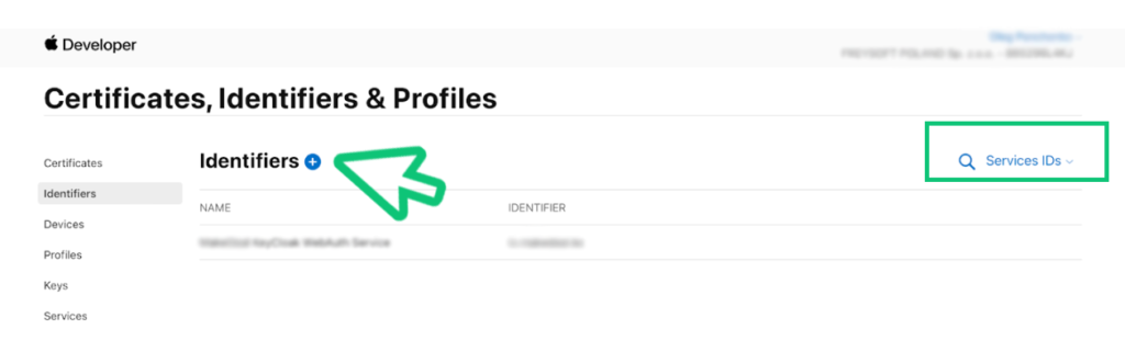 Select Services IDs instead of Apple IDs