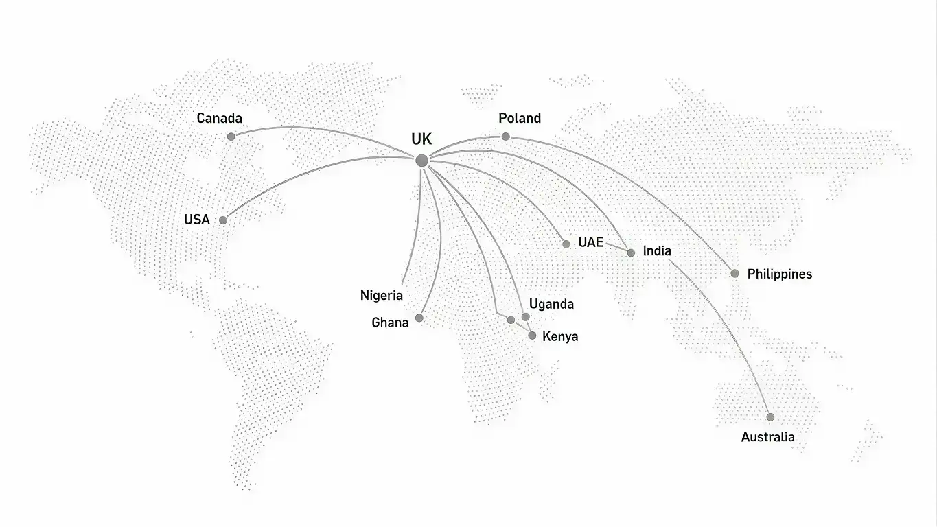 Global payment corridors world map