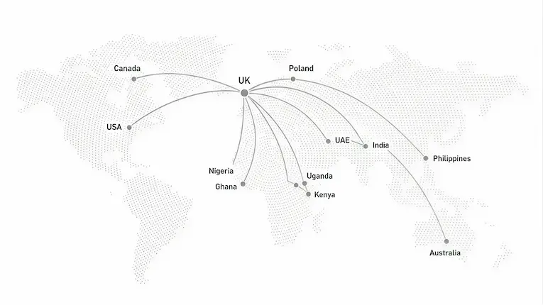 Global payment corridors world map